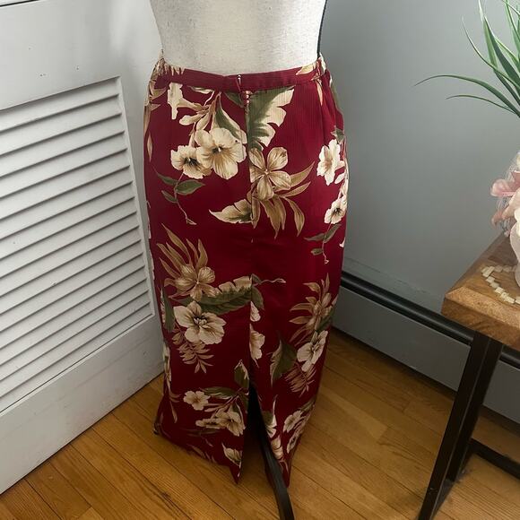 Vintage ALFRED DUNNER Womens Red Floral Tropical Retro Summer Midi Modest 16 - Picture 5 of 9